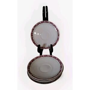 Set Of 4 Pink Roses/Gold Trim Austrian China 5" Saucer Plates